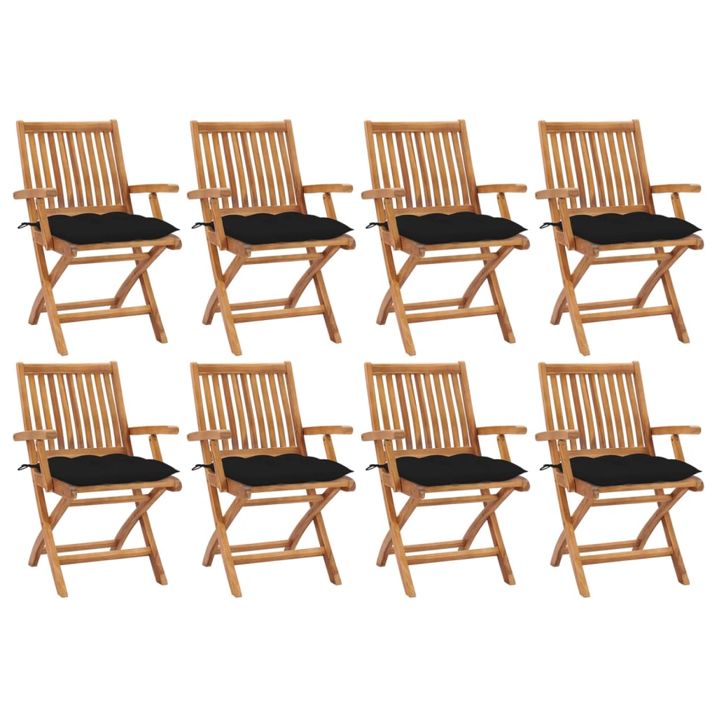 vidaXL Tuinstoelen 6 st inklapbaar met kussens massief teakhout