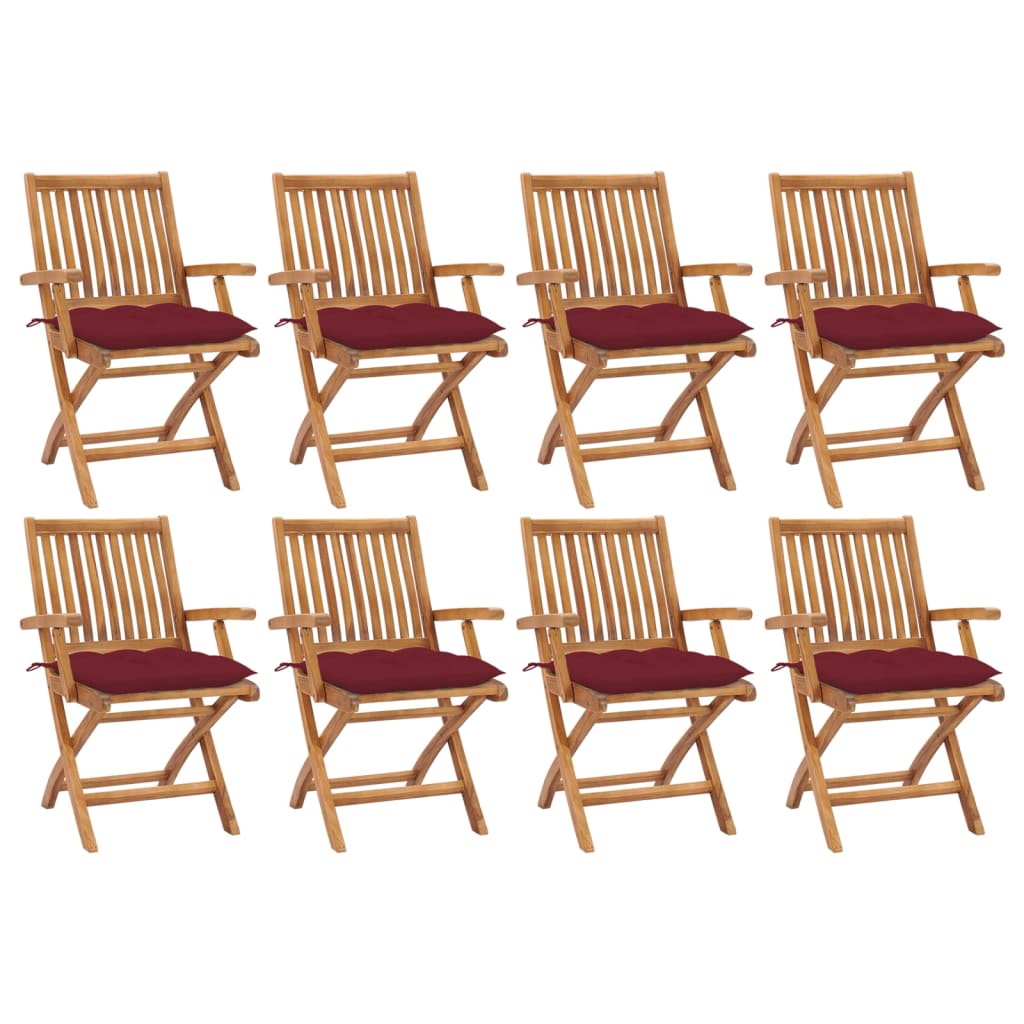 vidaXL Tuinstoelen 6 st inklapbaar met kussens massief teakhout