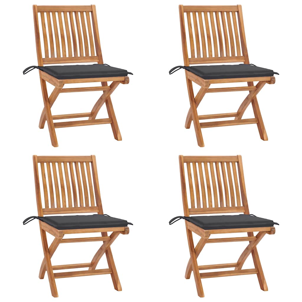 vidaXL Tuinstoelen 6 st inklapbaar met kussens massief teakhout