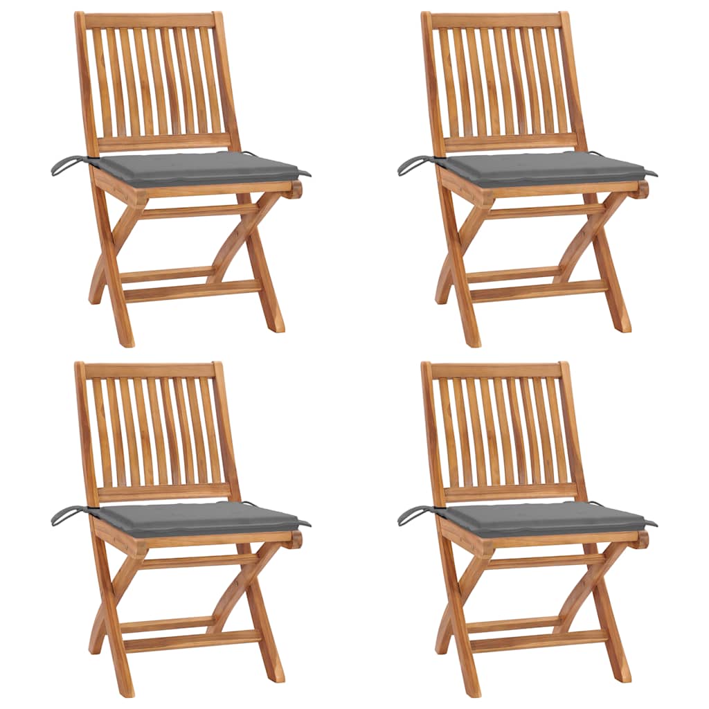vidaXL Tuinstoelen 6 st inklapbaar met kussens massief teakhout