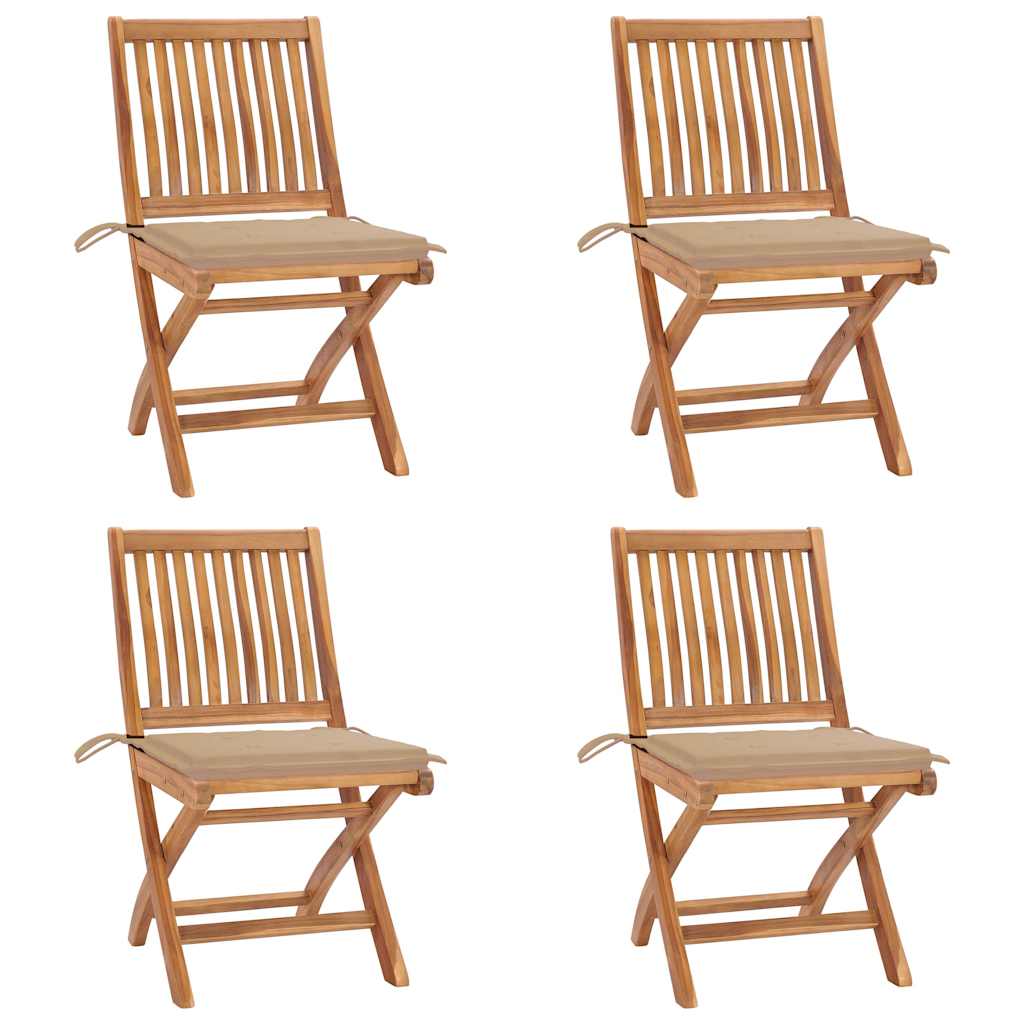 vidaXL Tuinstoelen 6 st inklapbaar met kussens massief teakhout