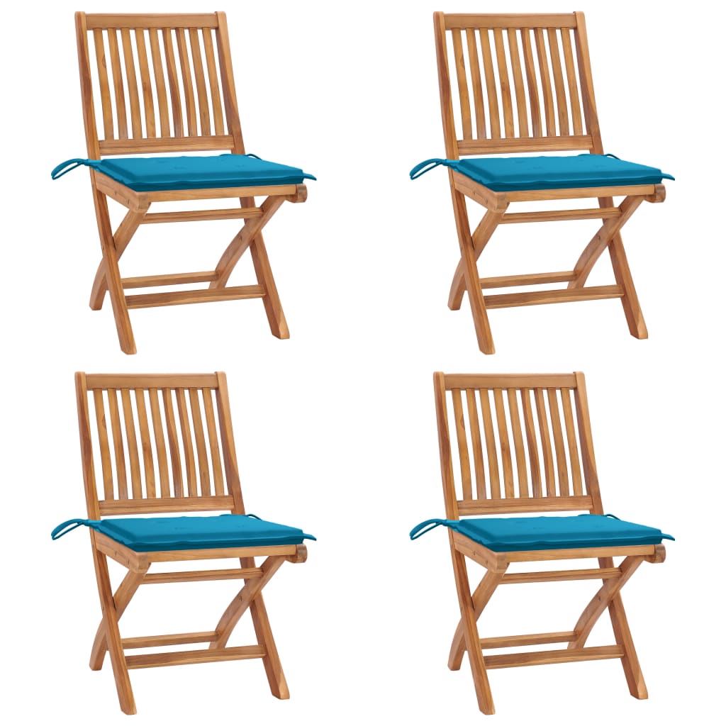 vidaXL Tuinstoelen 6 st inklapbaar met kussens massief teakhout