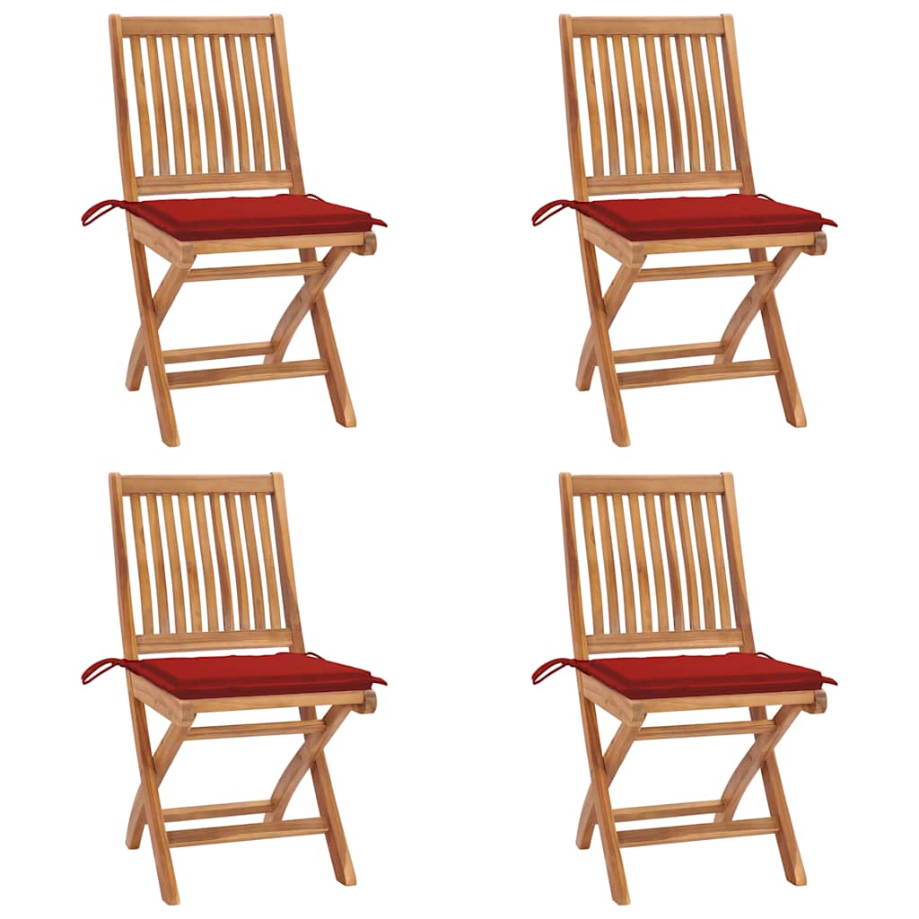 vidaXL Tuinstoelen 6 st inklapbaar met kussens massief teakhout