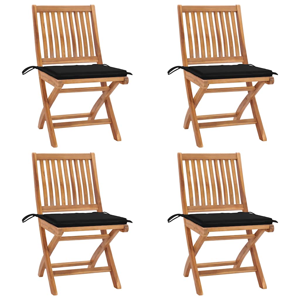 vidaXL Tuinstoelen 6 st inklapbaar met kussens massief teakhout