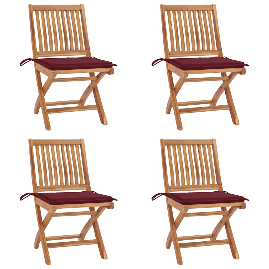 vidaXL Tuinstoelen 6 st inklapbaar met kussens massief teakhout