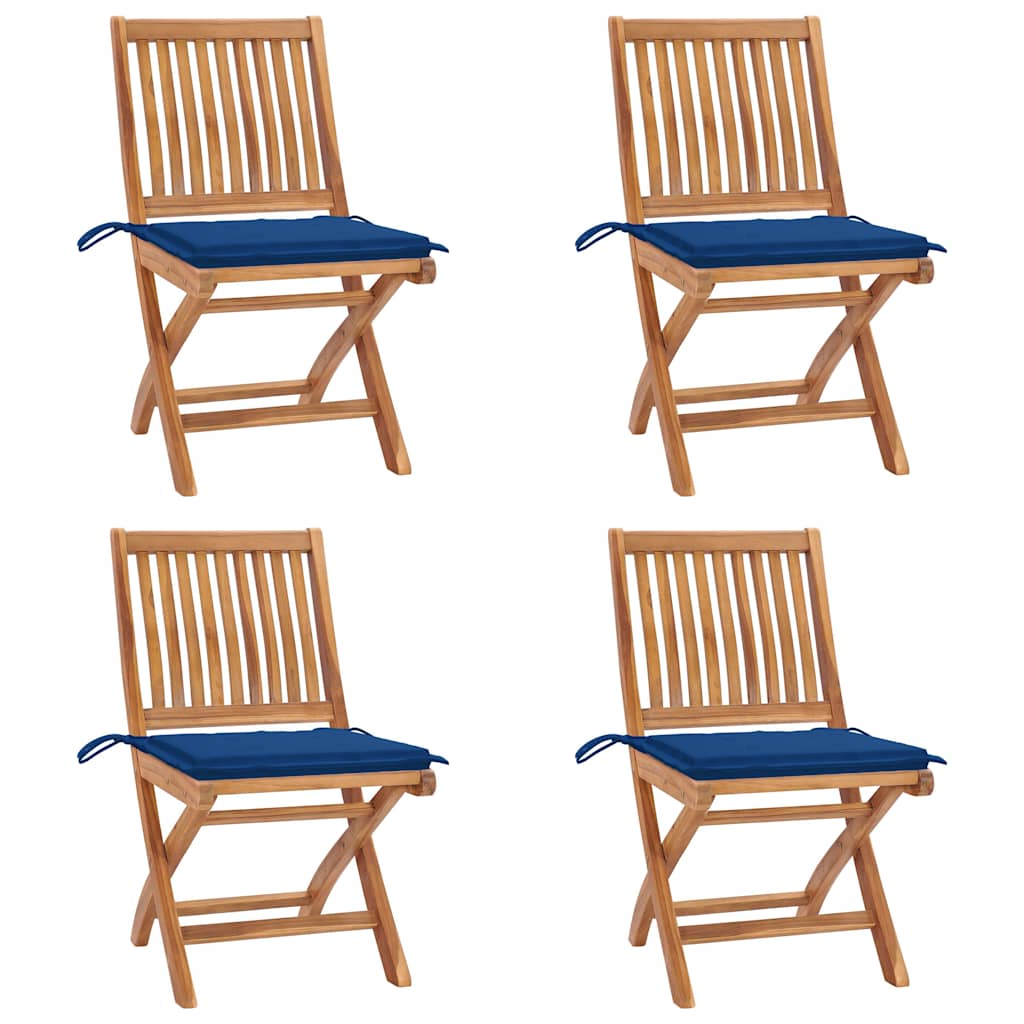 vidaXL Tuinstoelen 6 st inklapbaar met kussens massief teakhout