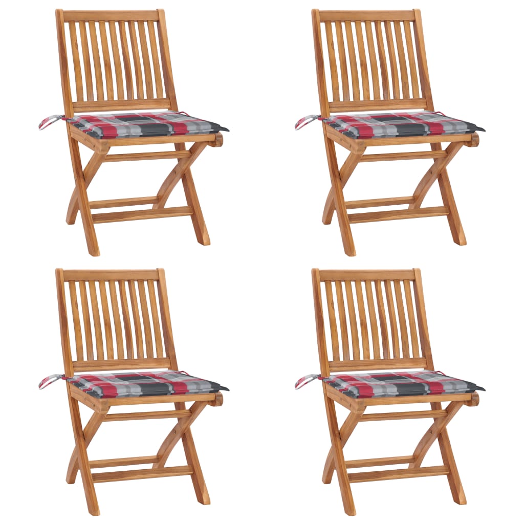 vidaXL Tuinstoelen 6 st inklapbaar met kussens massief teakhout