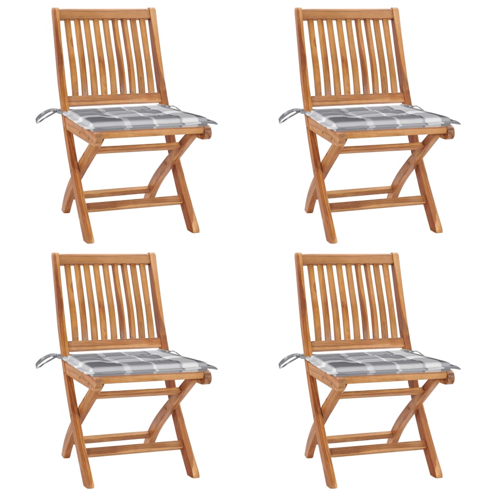 vidaXL Tuinstoelen 6 st inklapbaar met kussens massief teakhout