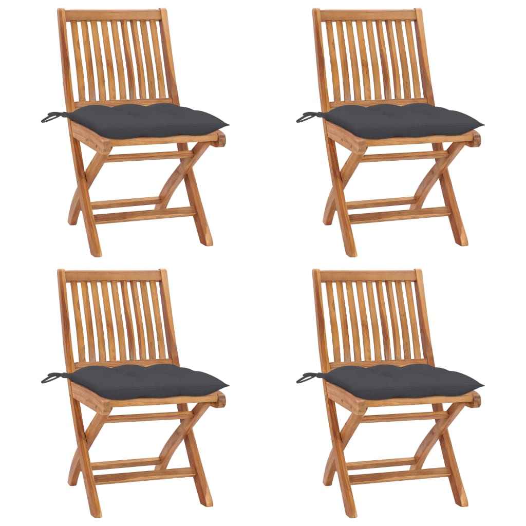 vidaXL Tuinstoelen 6 st inklapbaar met kussens massief teakhout