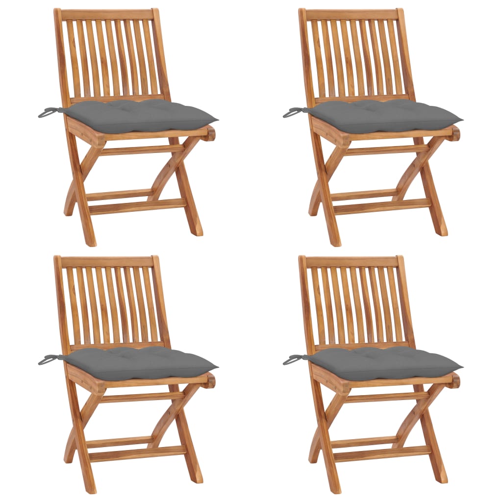 vidaXL Tuinstoelen 6 st inklapbaar met kussens massief teakhout