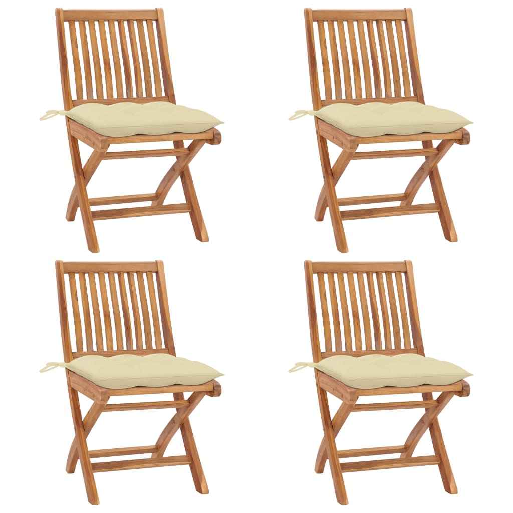 vidaXL Tuinstoelen 6 st inklapbaar met kussens massief teakhout