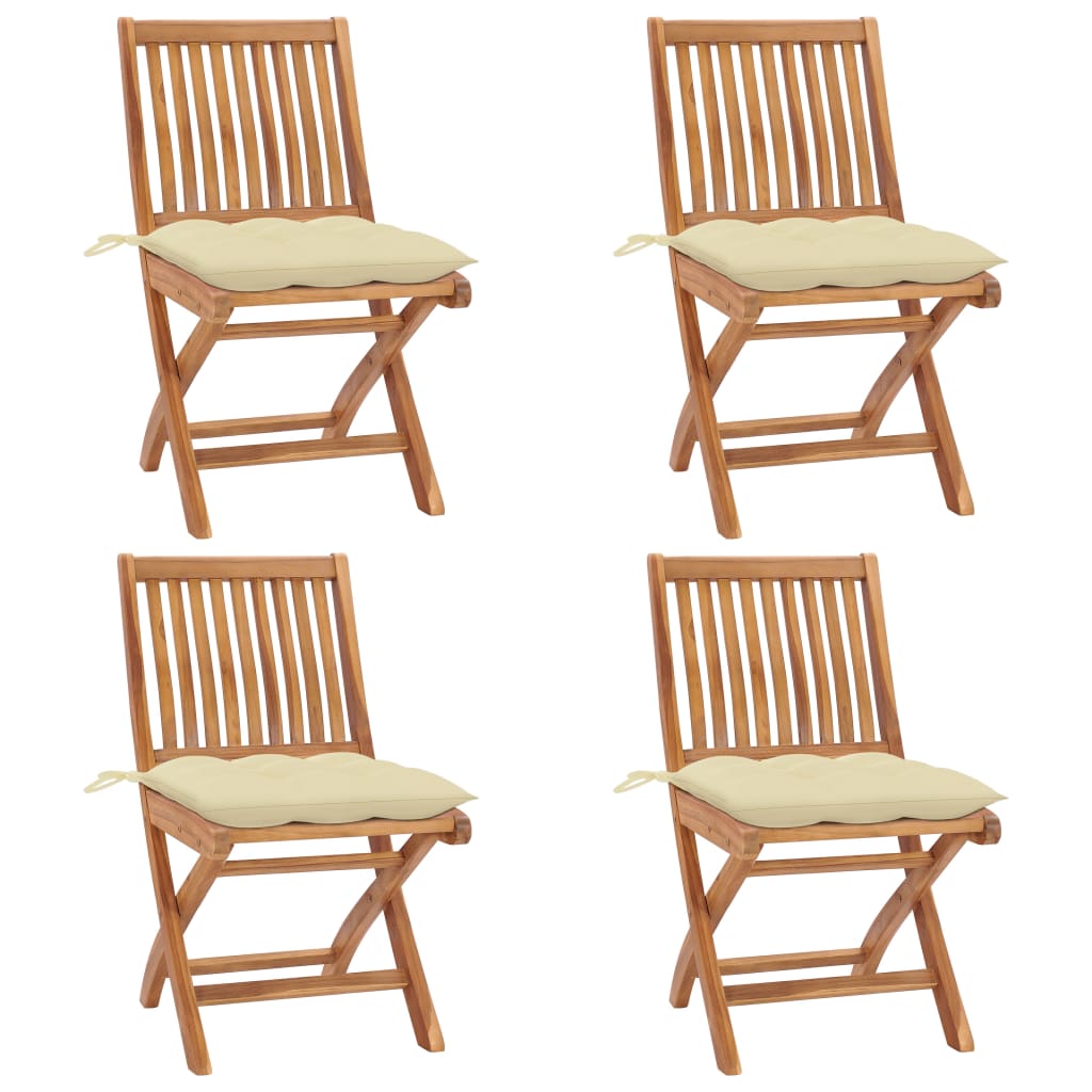 vidaXL Tuinstoelen 6 st inklapbaar met kussens massief teakhout