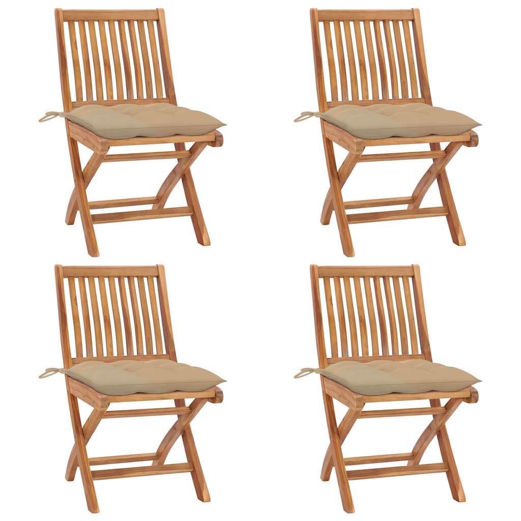 vidaXL Tuinstoelen 6 st inklapbaar met kussens massief teakhout