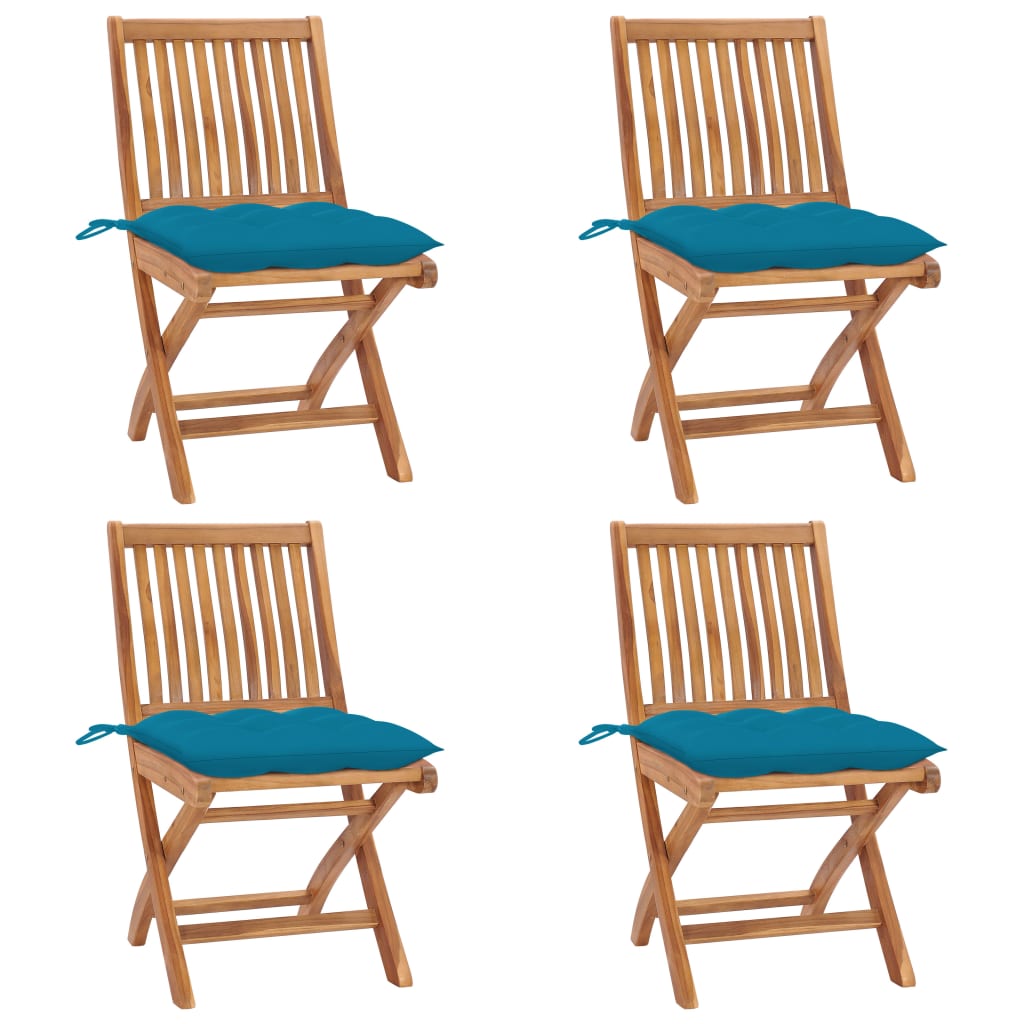 vidaXL Tuinstoelen 6 st inklapbaar met kussens massief teakhout