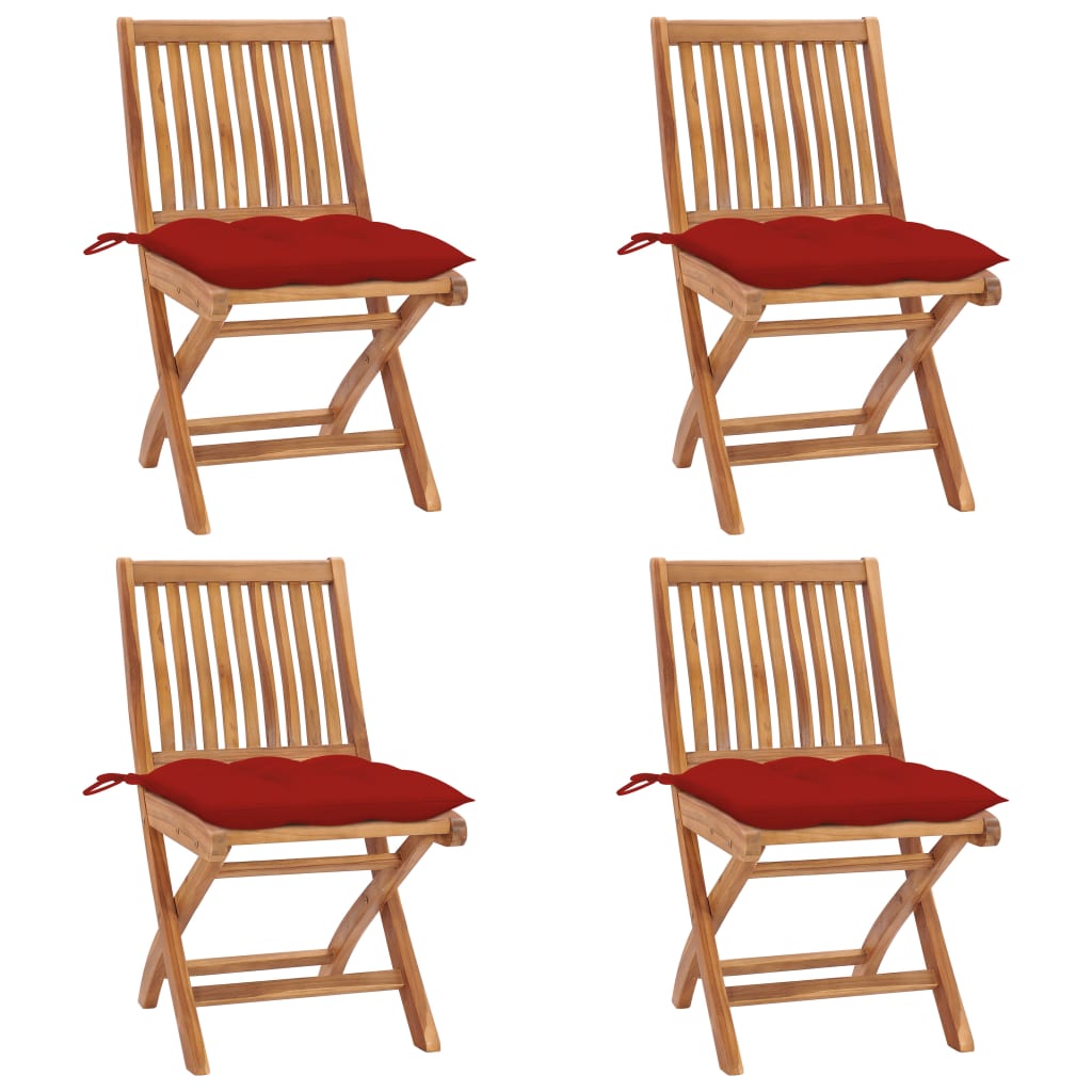 vidaXL Tuinstoelen 6 st inklapbaar met kussens massief teakhout
