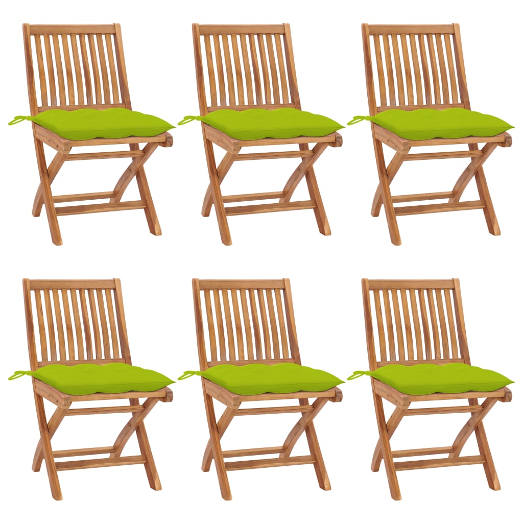 vidaXL Tuinstoelen 6 st inklapbaar met kussens massief teakhout