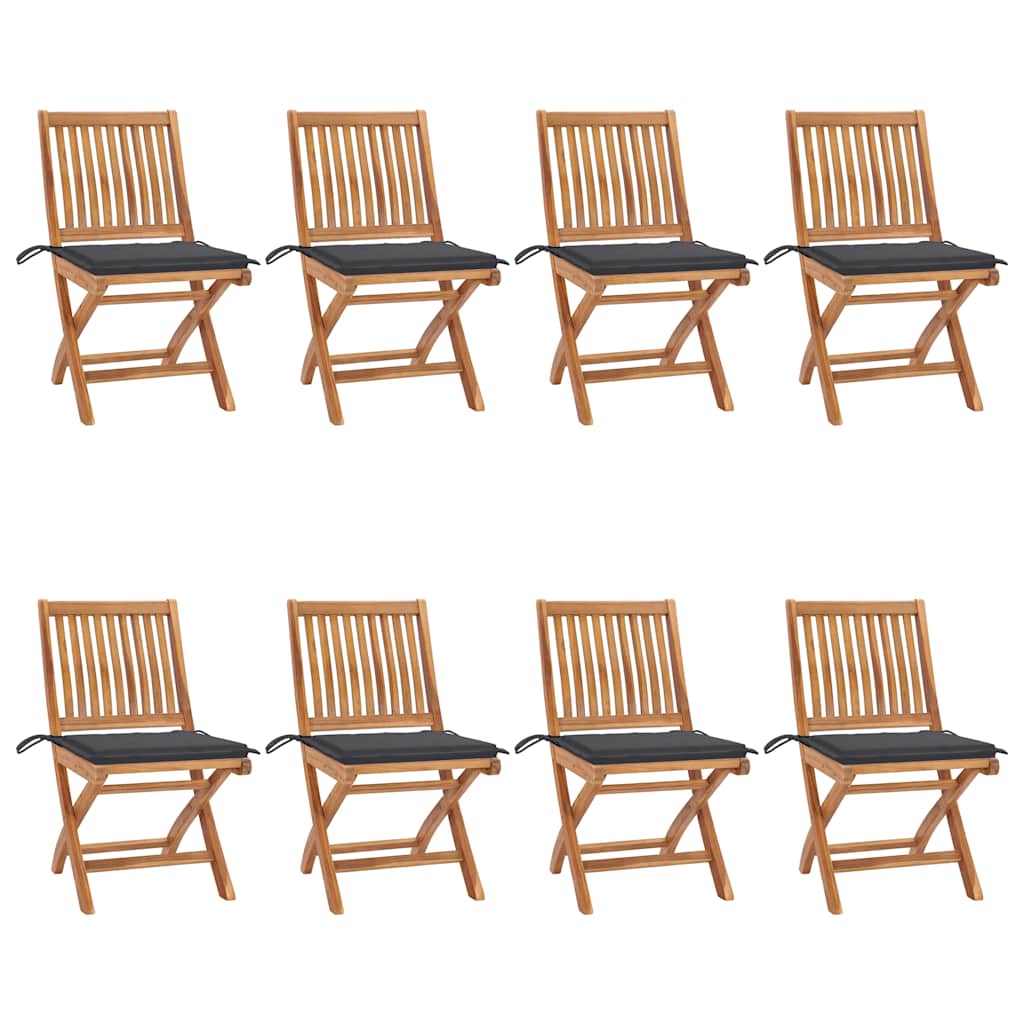 vidaXL Tuinstoelen 6 st inklapbaar met kussens massief teakhout