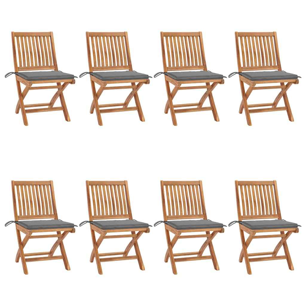 vidaXL Tuinstoelen 6 st inklapbaar met kussens massief teakhout