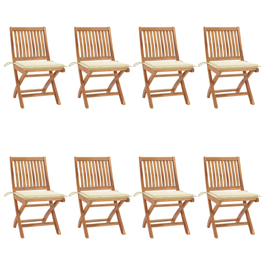 vidaXL Tuinstoelen 6 st inklapbaar met kussens massief teakhout