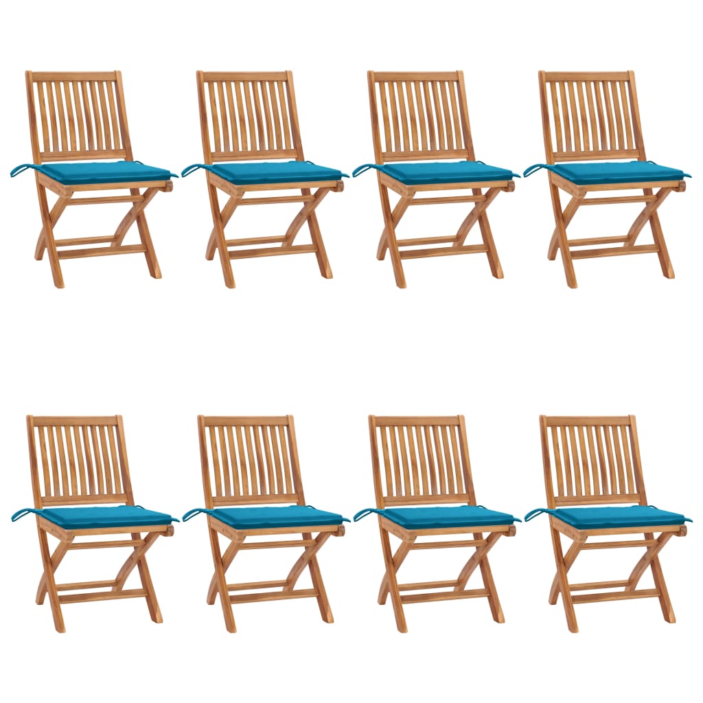 vidaXL Tuinstoelen 6 st inklapbaar met kussens massief teakhout
