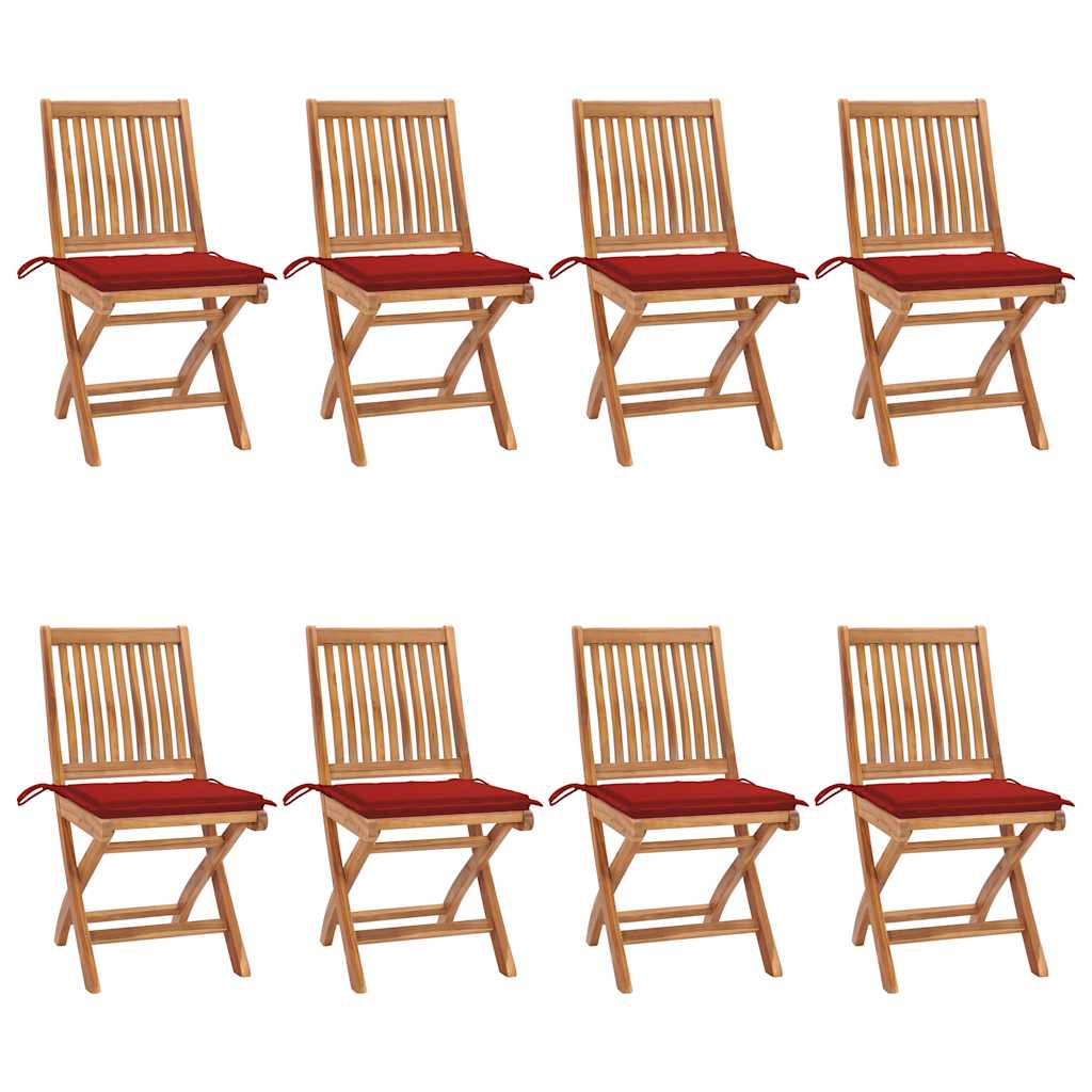 vidaXL Tuinstoelen 6 st inklapbaar met kussens massief teakhout