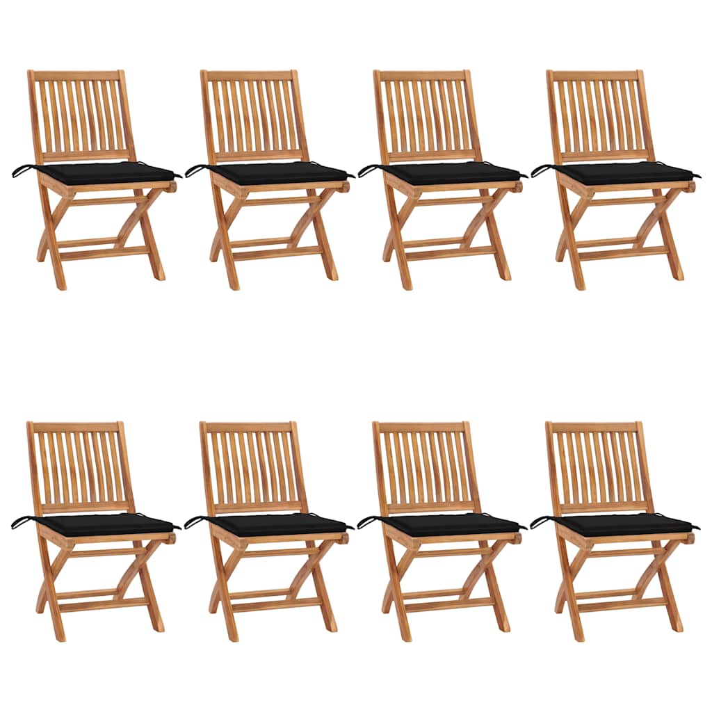 vidaXL Tuinstoelen 6 st inklapbaar met kussens massief teakhout
