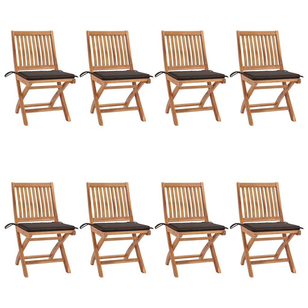 vidaXL Tuinstoelen 6 st inklapbaar met kussens massief teakhout