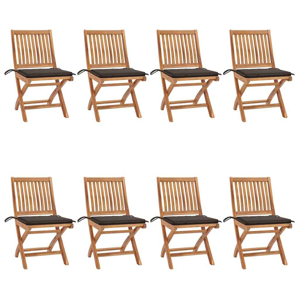 vidaXL Tuinstoelen 6 st inklapbaar met kussens massief teakhout