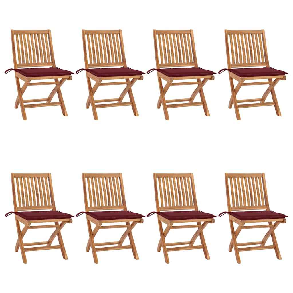 vidaXL Tuinstoelen 6 st inklapbaar met kussens massief teakhout