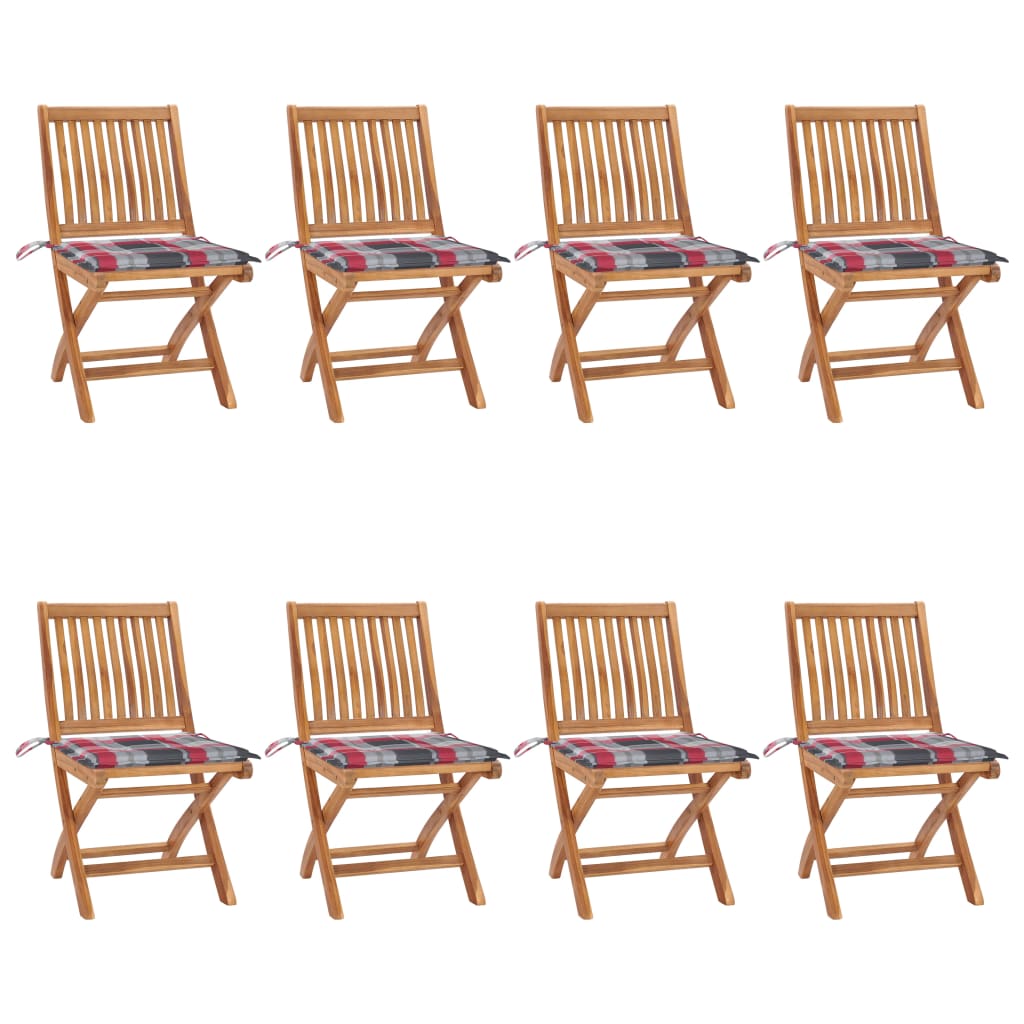 vidaXL Tuinstoelen 6 st inklapbaar met kussens massief teakhout