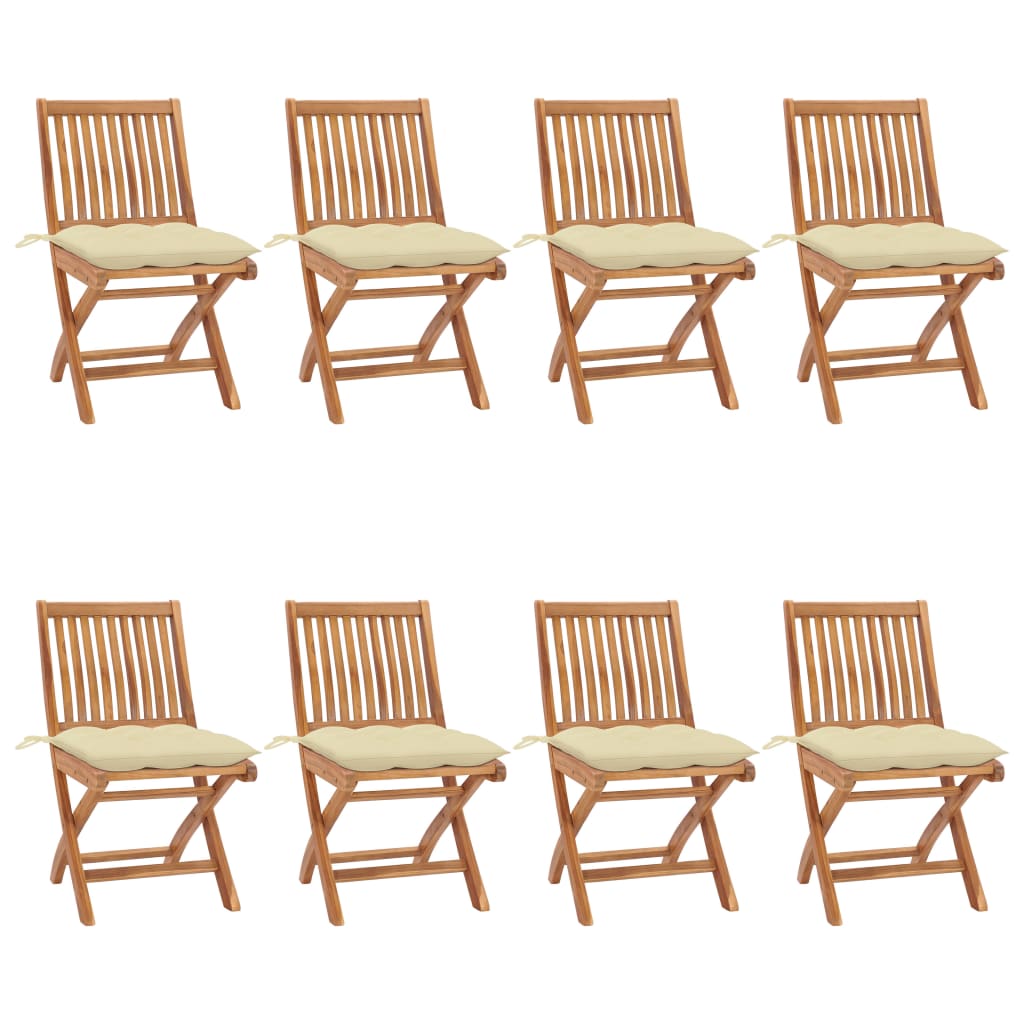 vidaXL Tuinstoelen 6 st inklapbaar met kussens massief teakhout