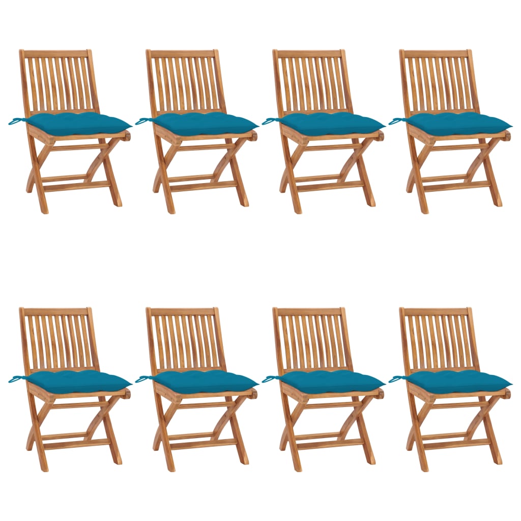 vidaXL Tuinstoelen 6 st inklapbaar met kussens massief teakhout
