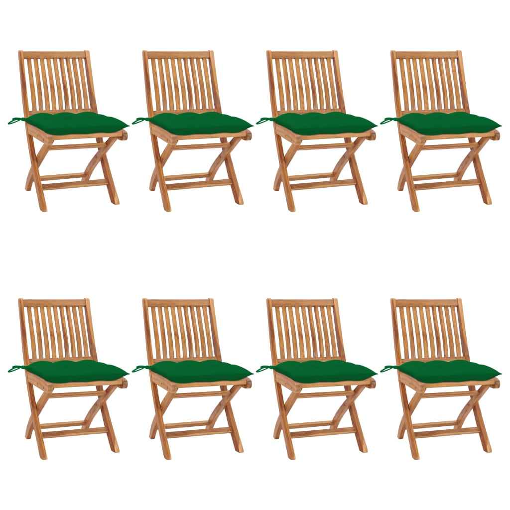 vidaXL Tuinstoelen 6 st inklapbaar met kussens massief teakhout