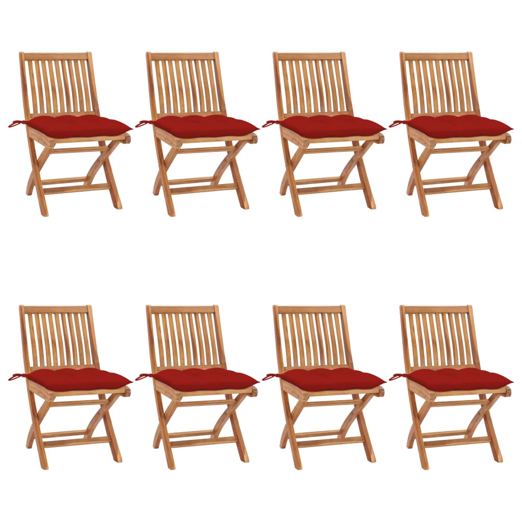 vidaXL Tuinstoelen 6 st inklapbaar met kussens massief teakhout