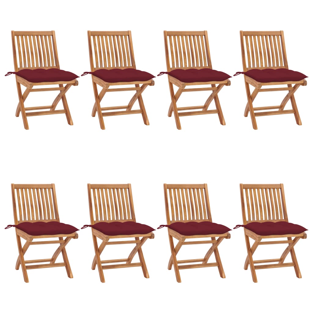 vidaXL Tuinstoelen 6 st inklapbaar met kussens massief teakhout