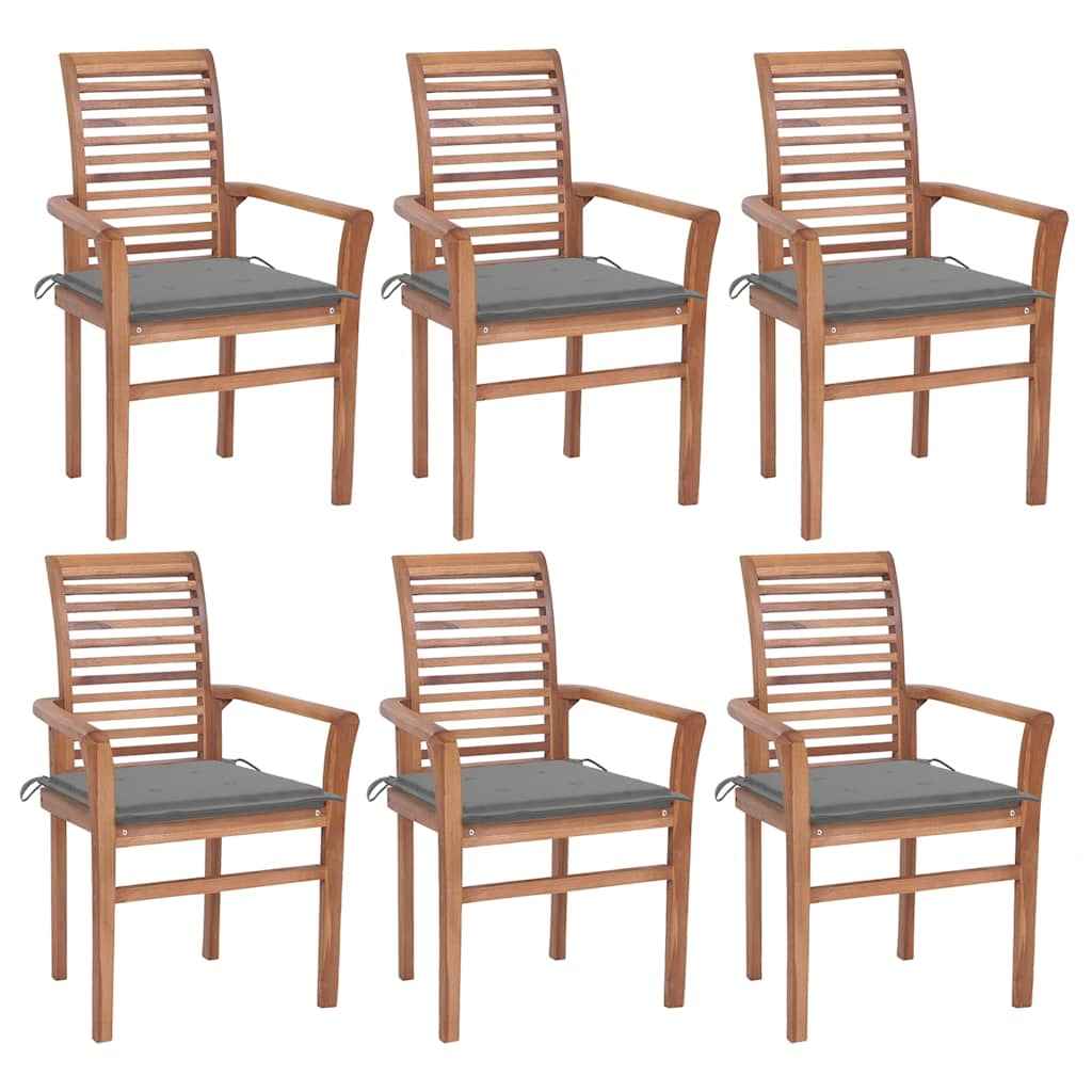 vidaXL Eetkamerstoelen 4 st met antracietkleurige kussens massief teakhout