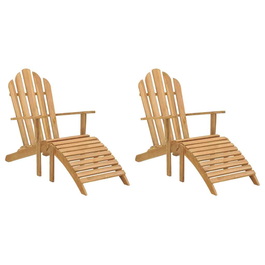 vidaXL Stoel Adirondack met voetensteun massief teakhout