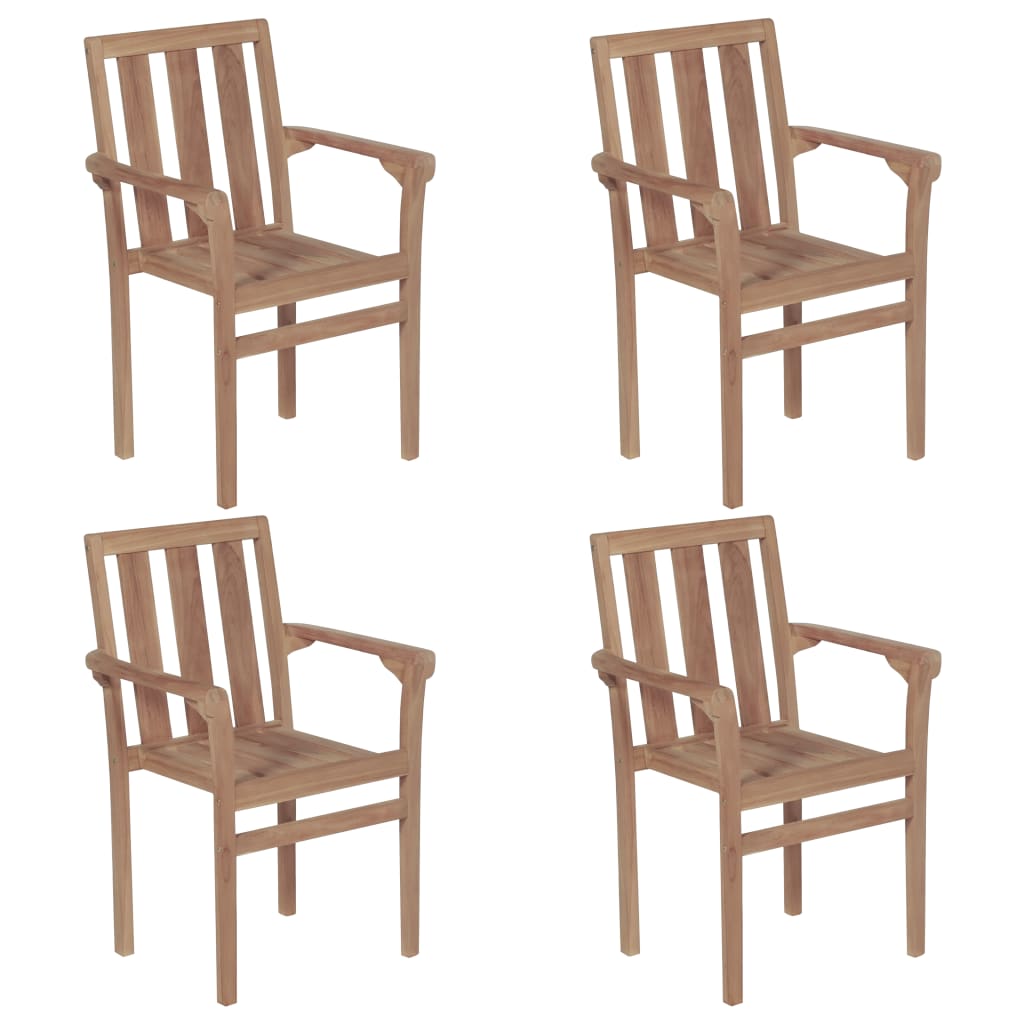 vidaXL Tuinstoelen 4 st stapelbaar massief teakhout - Aashly