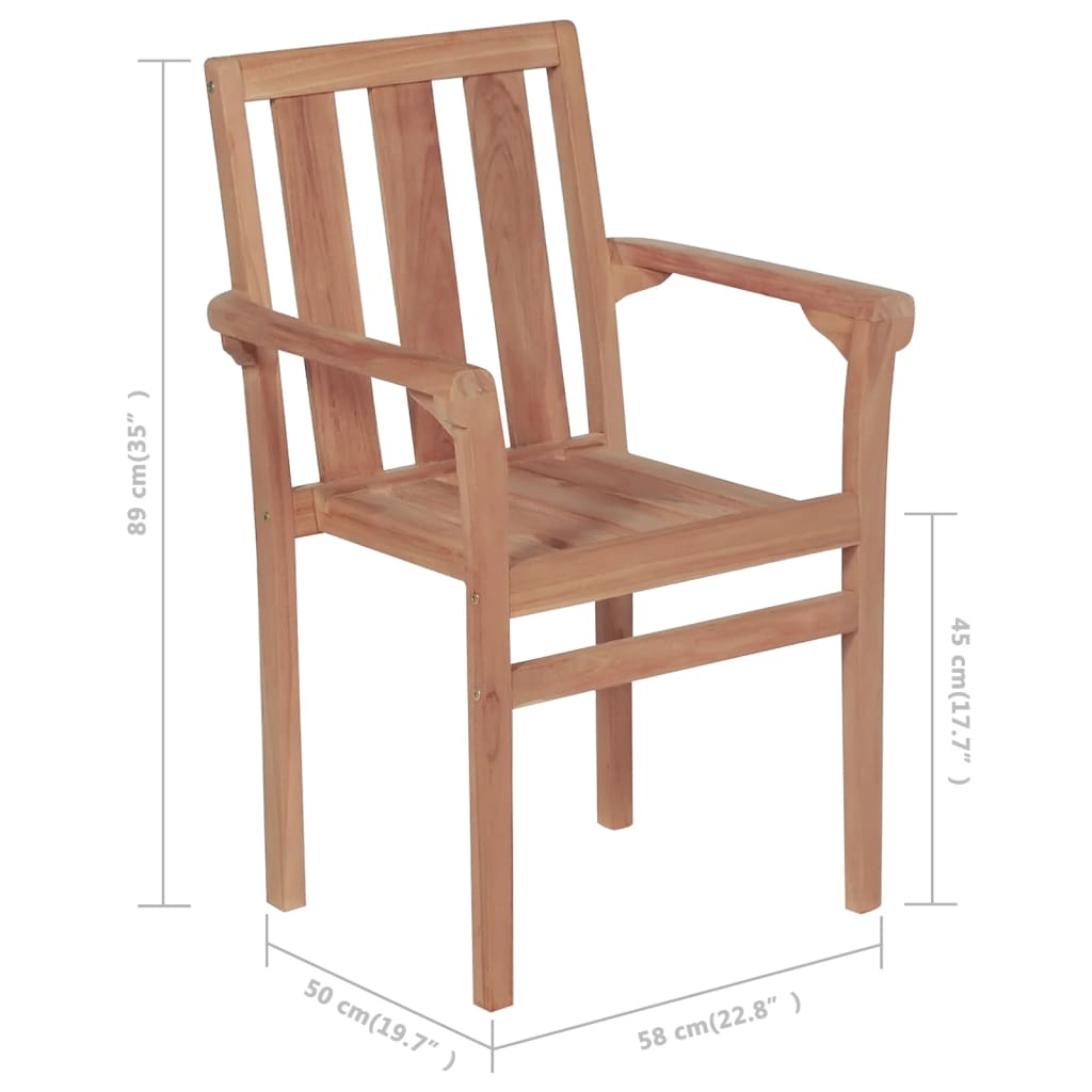vidaXL Tuinstoelen 4 st stapelbaar massief teakhout - Aashly