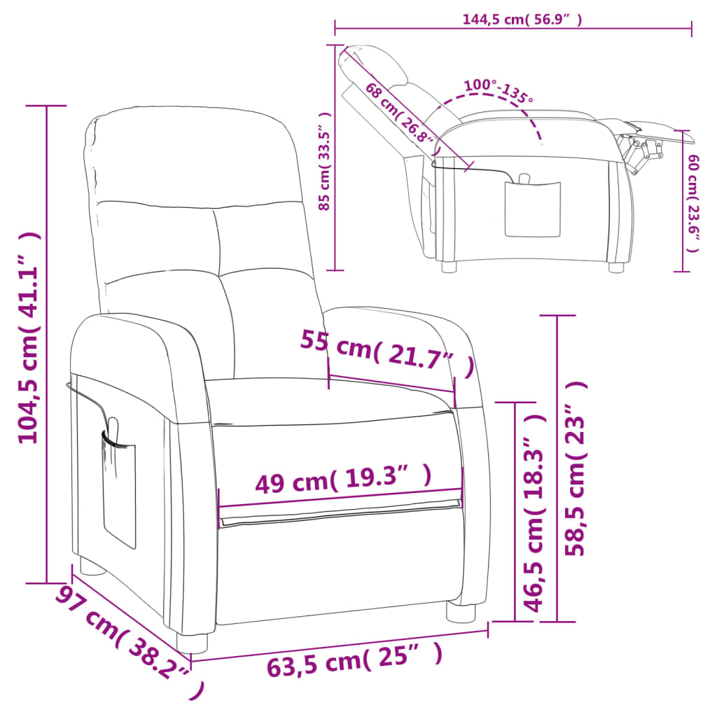 vidaXL Fauteuil verstelbaar elektrisch stof taupe