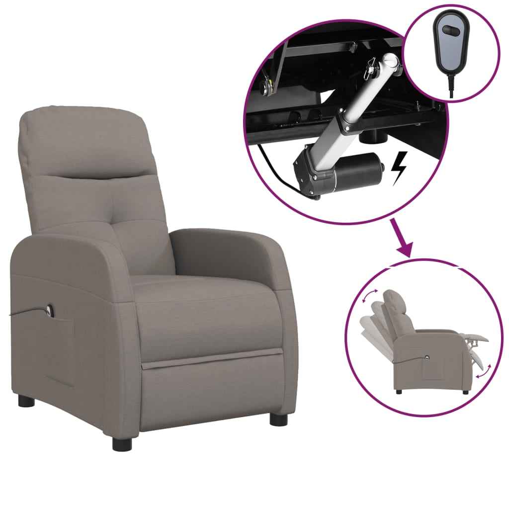 vidaXL Fauteuil verstelbaar elektrisch stof taupe