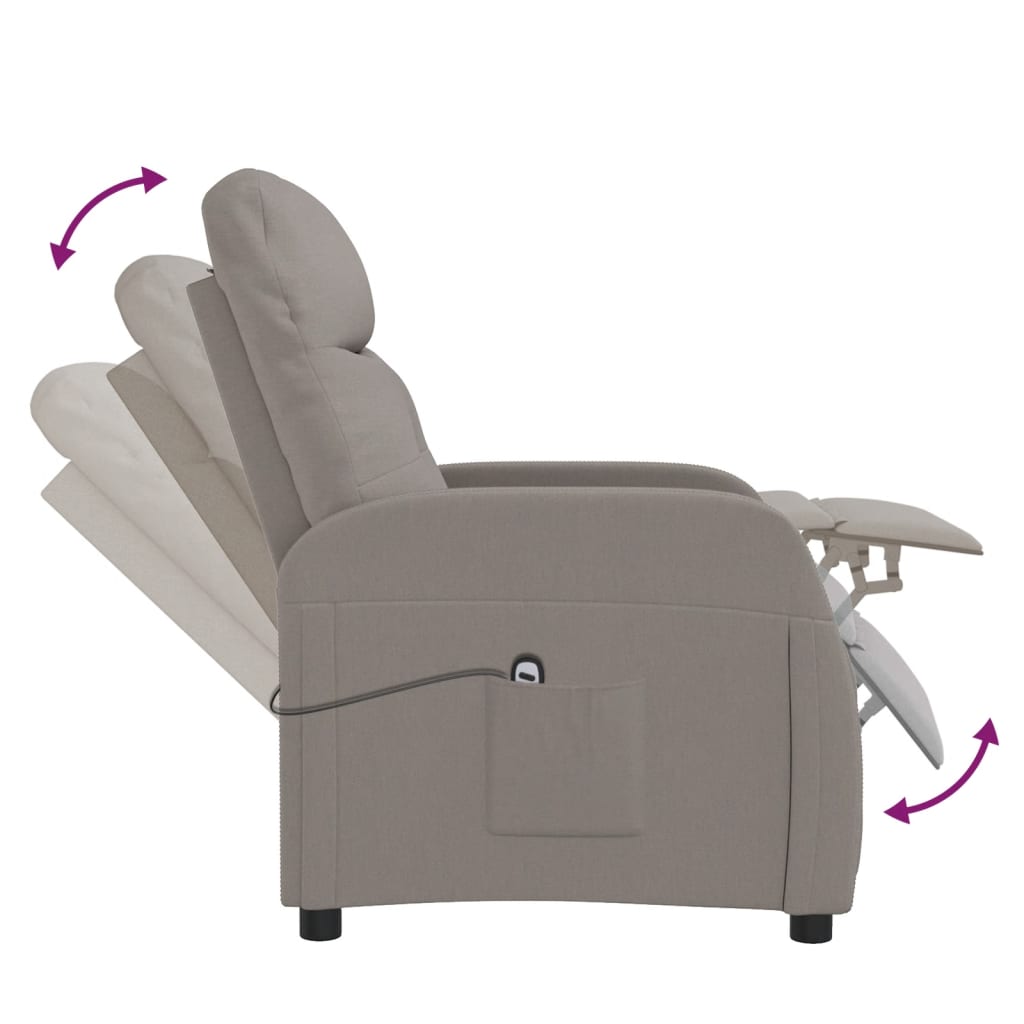 vidaXL Fauteuil verstelbaar elektrisch stof taupe