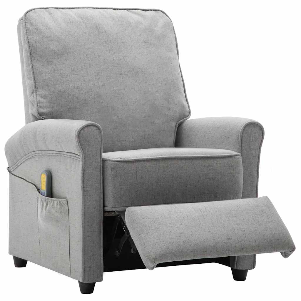 vidaXL Massagestoel elektrisch stof lichtgrijs