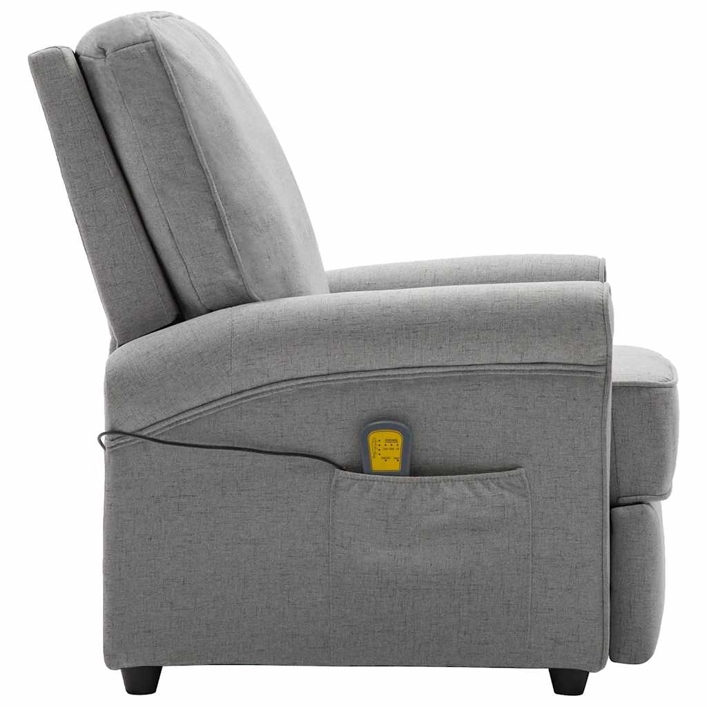 vidaXL Massagestoel elektrisch stof lichtgrijs