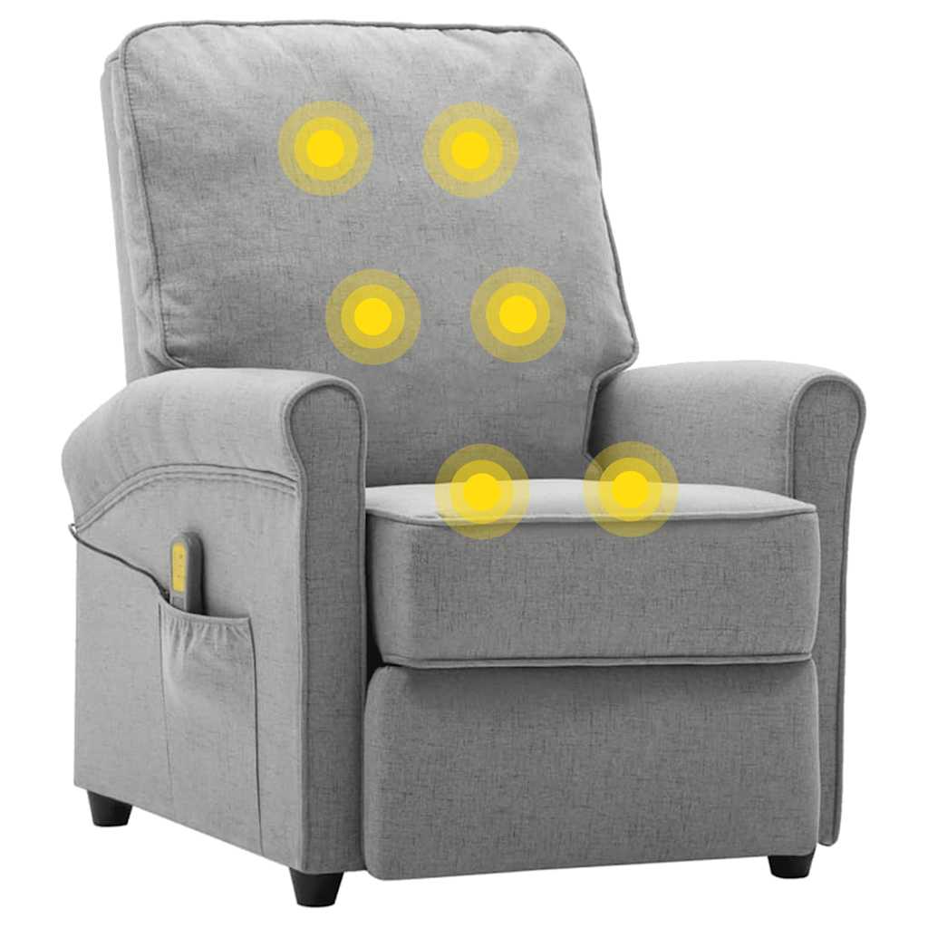 vidaXL Massagestoel elektrisch stof lichtgrijs