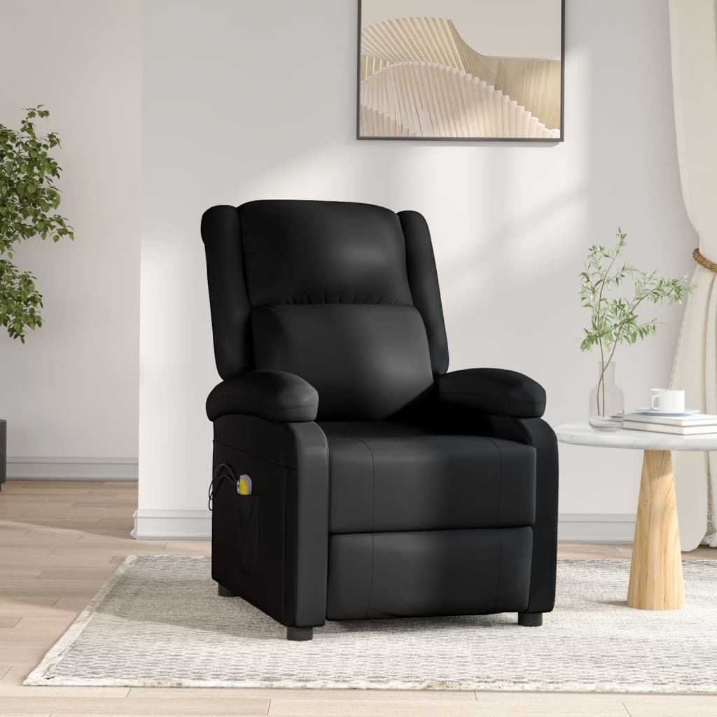 vidaXL Massagestoel elektrisch kunstleer zwart