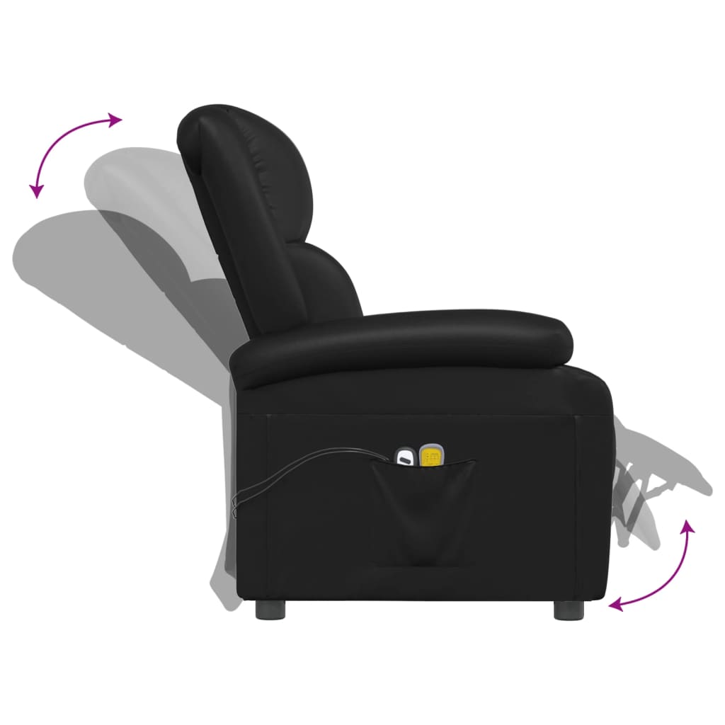 vidaXL Massagestoel elektrisch kunstleer zwart
