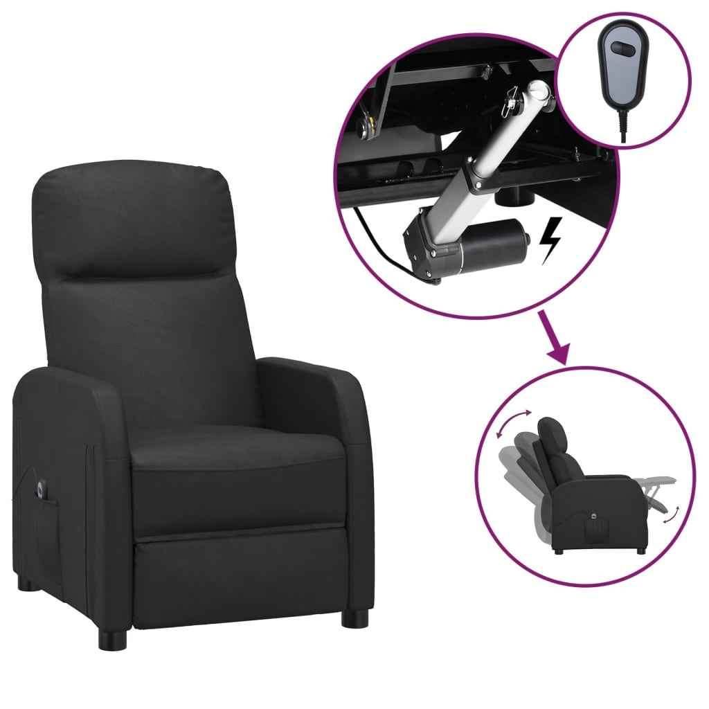 vidaXL Fauteuil elektrisch verstelbaar kunstleer zwart