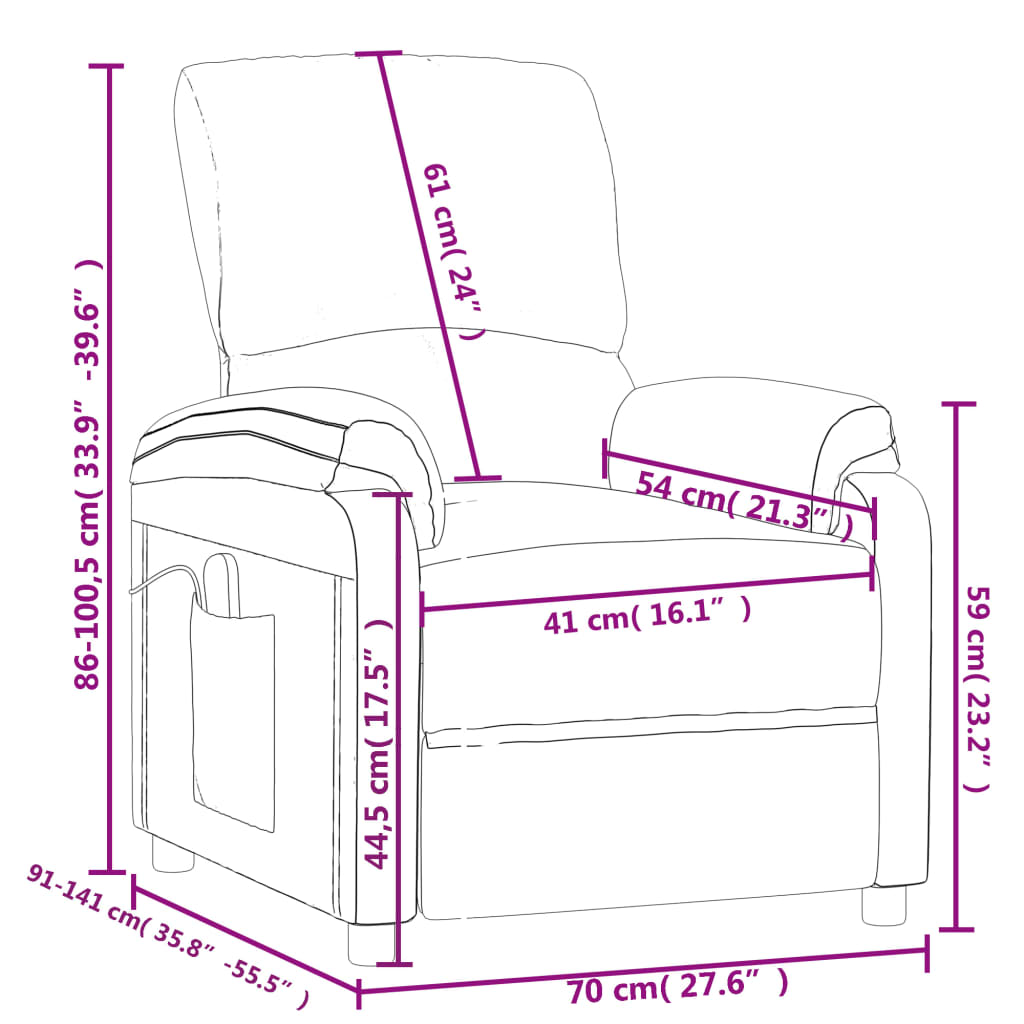 vidaXL Fauteuil verstelbaar elektrisch stof crèmekleurig