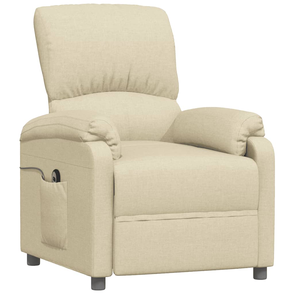 vidaXL Fauteuil verstelbaar elektrisch stof crèmekleurig